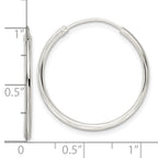 Sterling Silver Diamond-cut 1.5x25mm Endless Tube Hoop Earrings