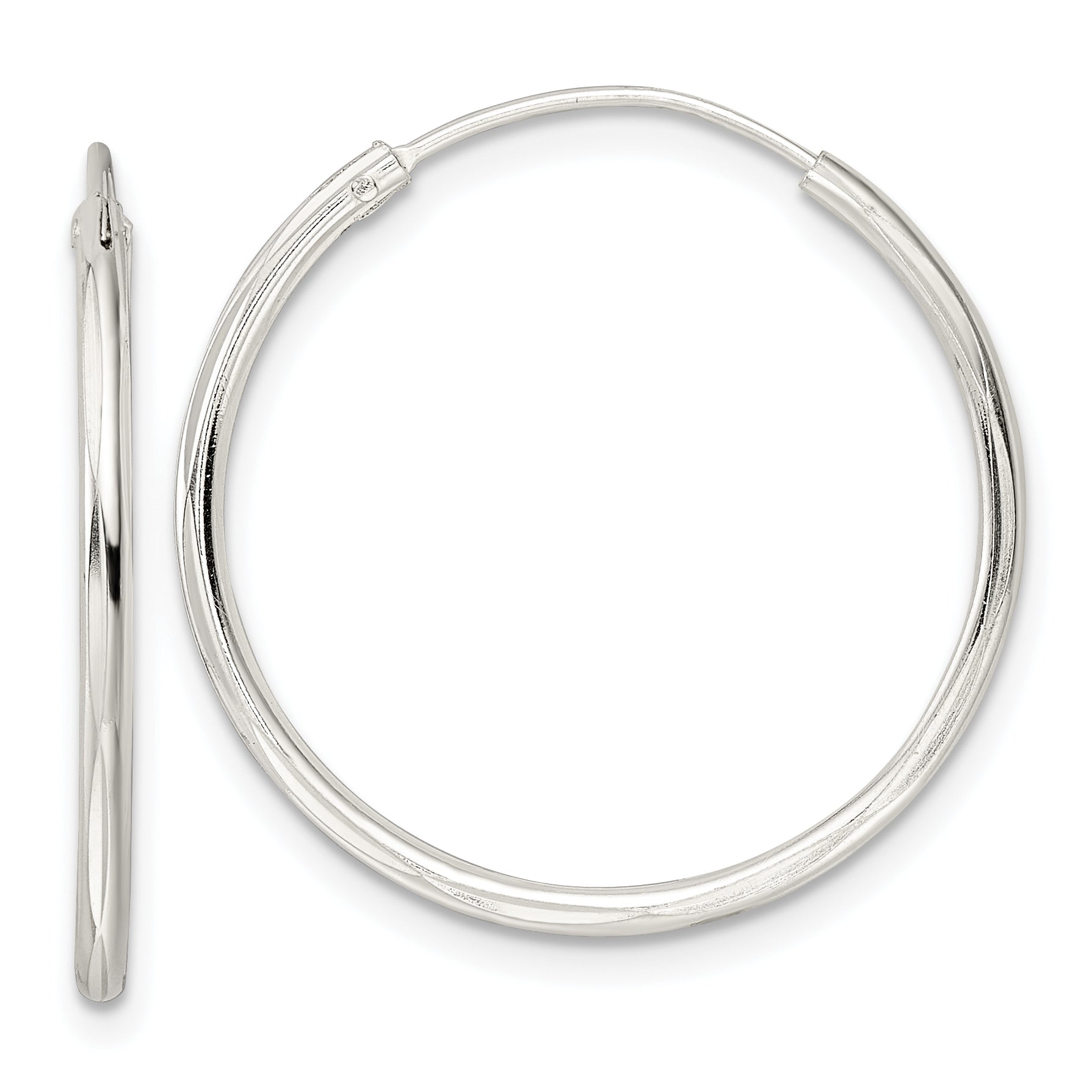 Sterling Silver Diamond-cut 1.5x25mm Endless Tube Hoop Earrings Main image