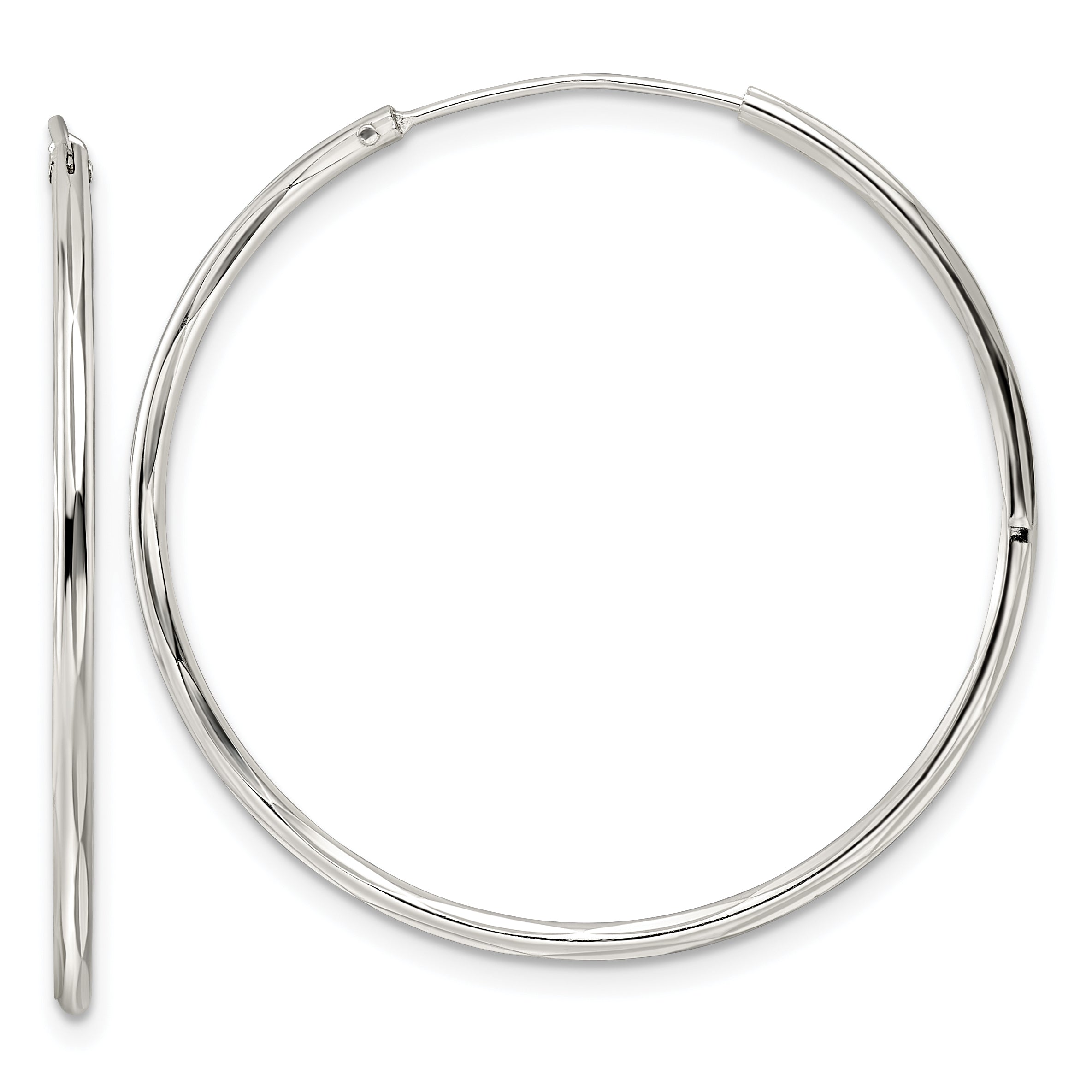 Sterling Silver Diamond-cut 1.5x35mm Endless Tube Hoop Earrings Main image