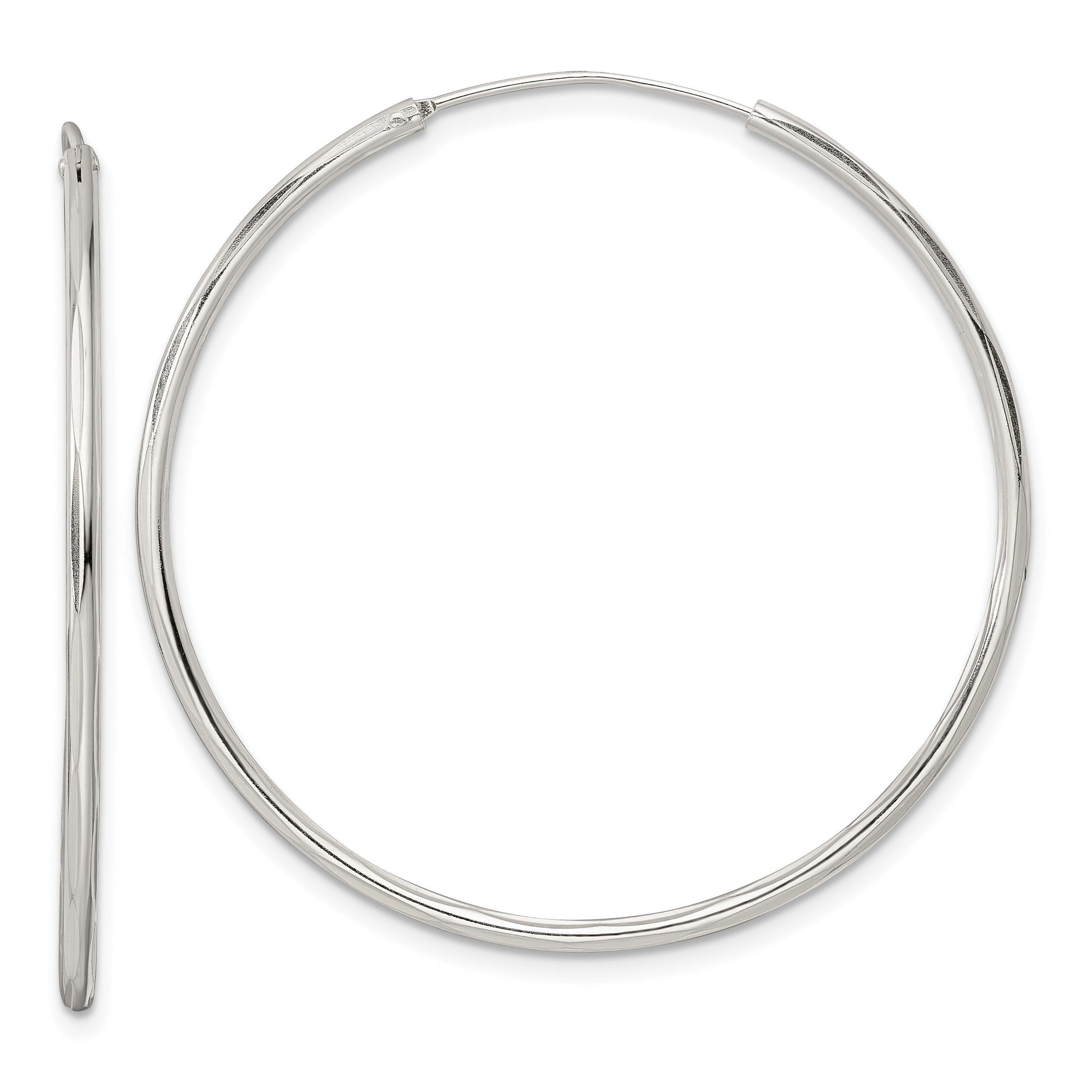 Sterling Silver Diamond-cut 1.5x40mm Endless Tube Hoop Earrings Main image