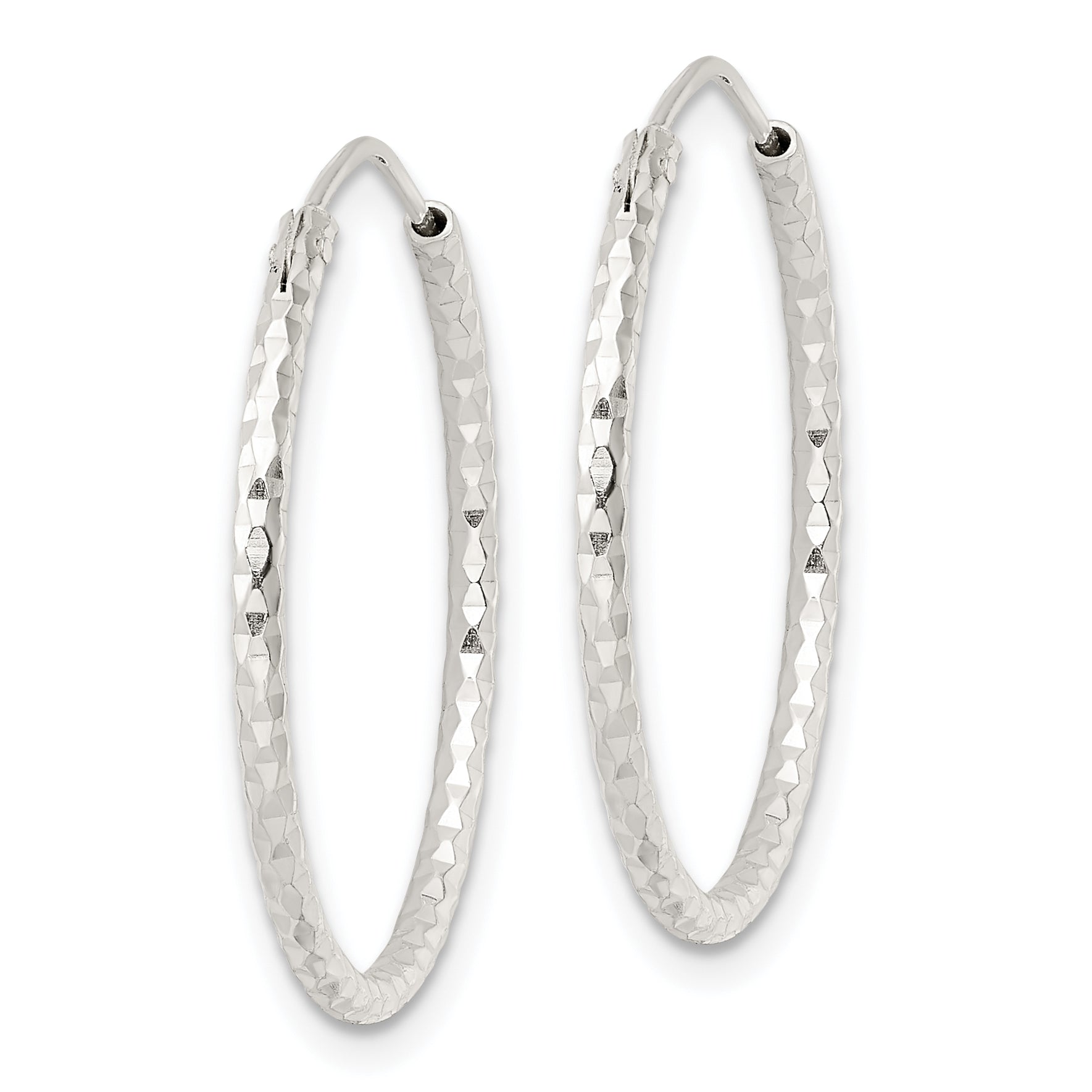 Sterling Silver Polished D/C Endless Hoop Earrings Secondary image