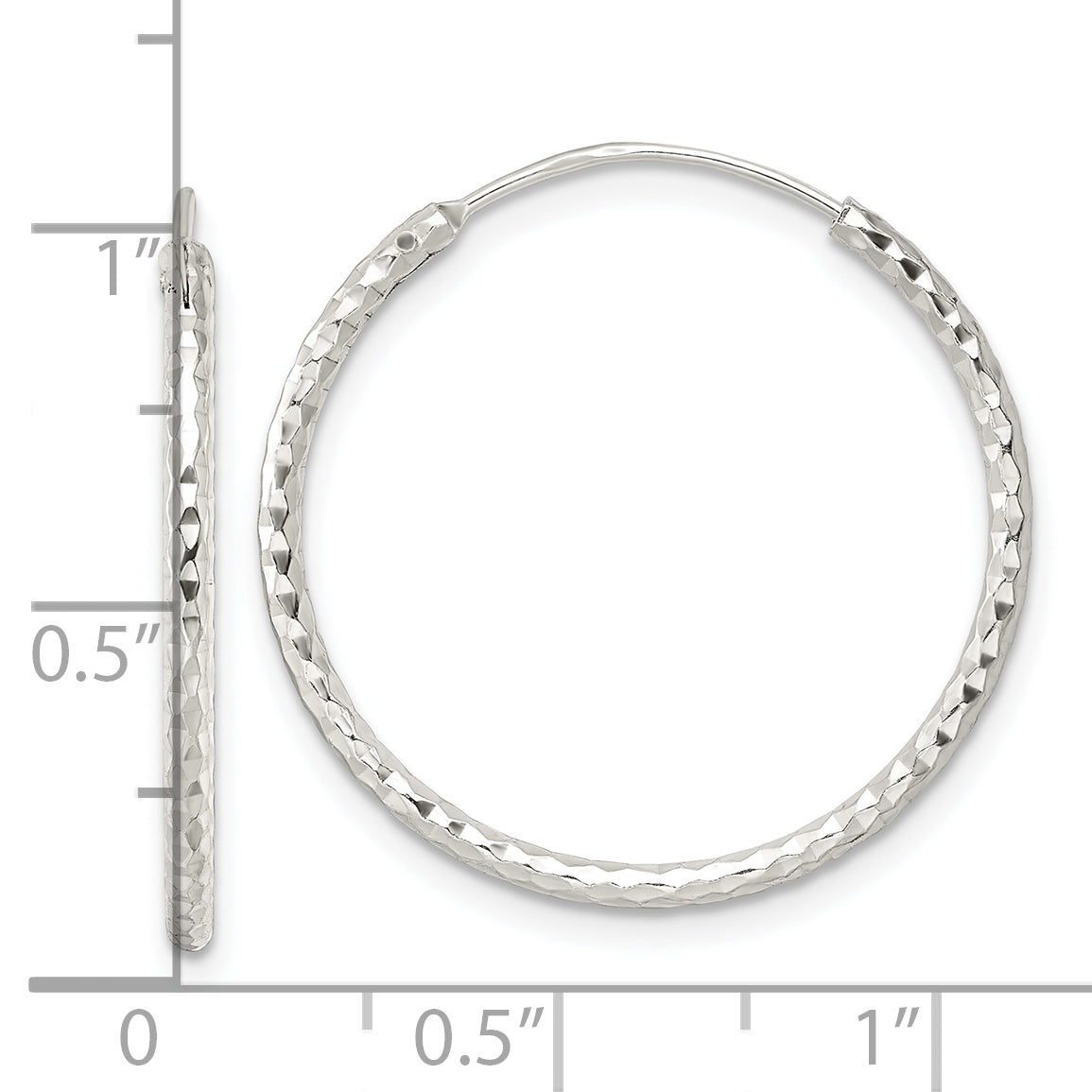 Sterling Silver Polished D/C Endless Hoop Earrings
