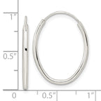 Sterling Silver Polished Endless Oval Hoop Earrings