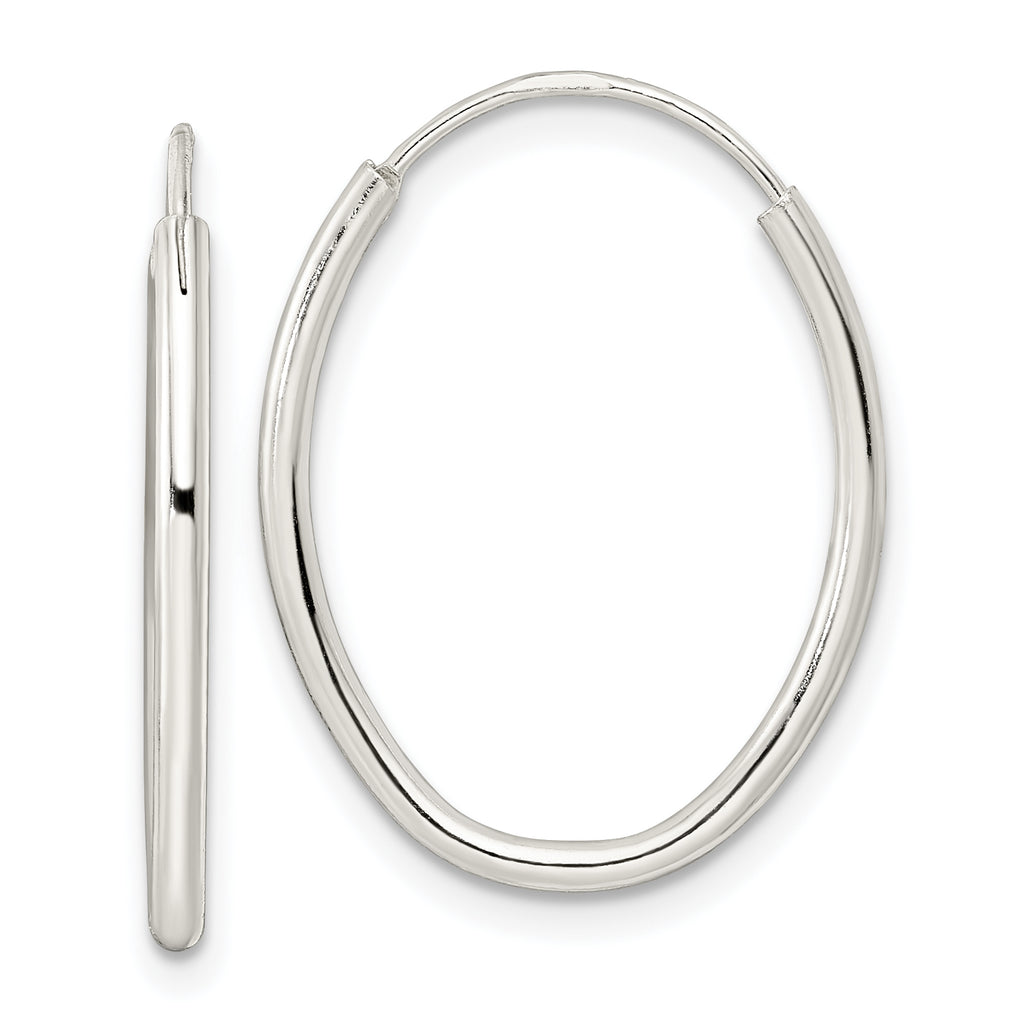 Sterling Silver Polished Endless Oval Hoop Earrings