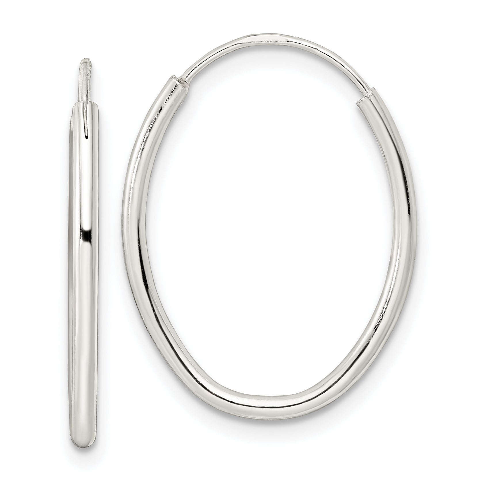 Sterling Silver Polished Endless Oval Hoop Earrings