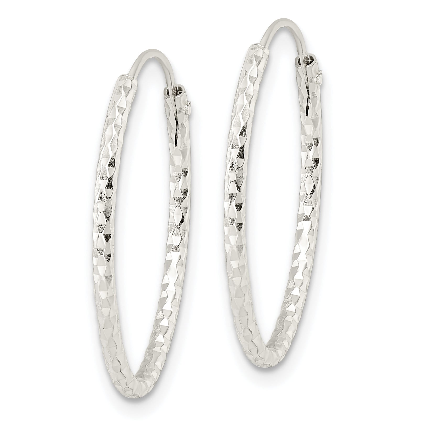 Sterling Silver Polished D/C Oval Endless Hoop Earrings Secondary image
