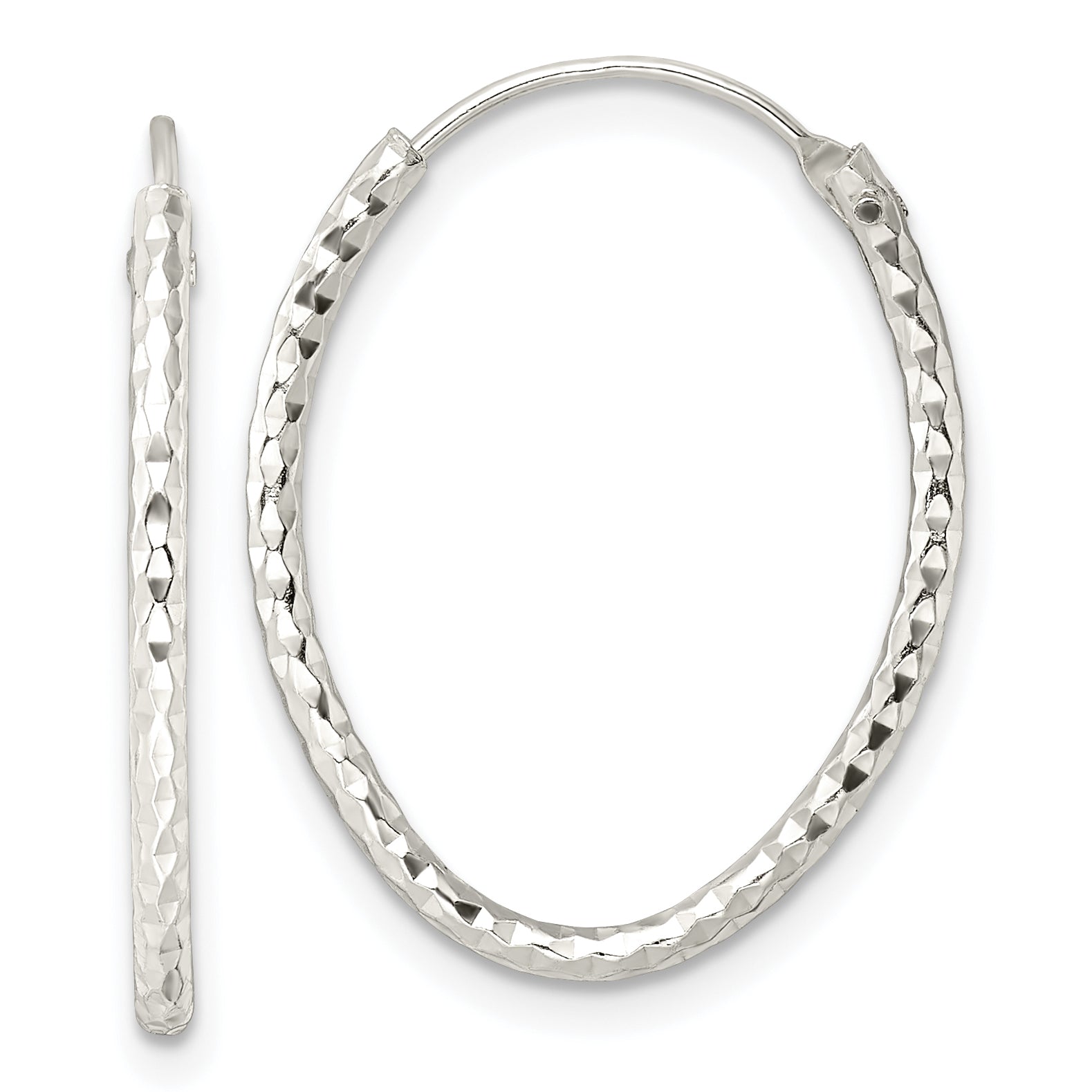Sterling Silver Polished D/C Oval Endless Hoop Earrings Main image