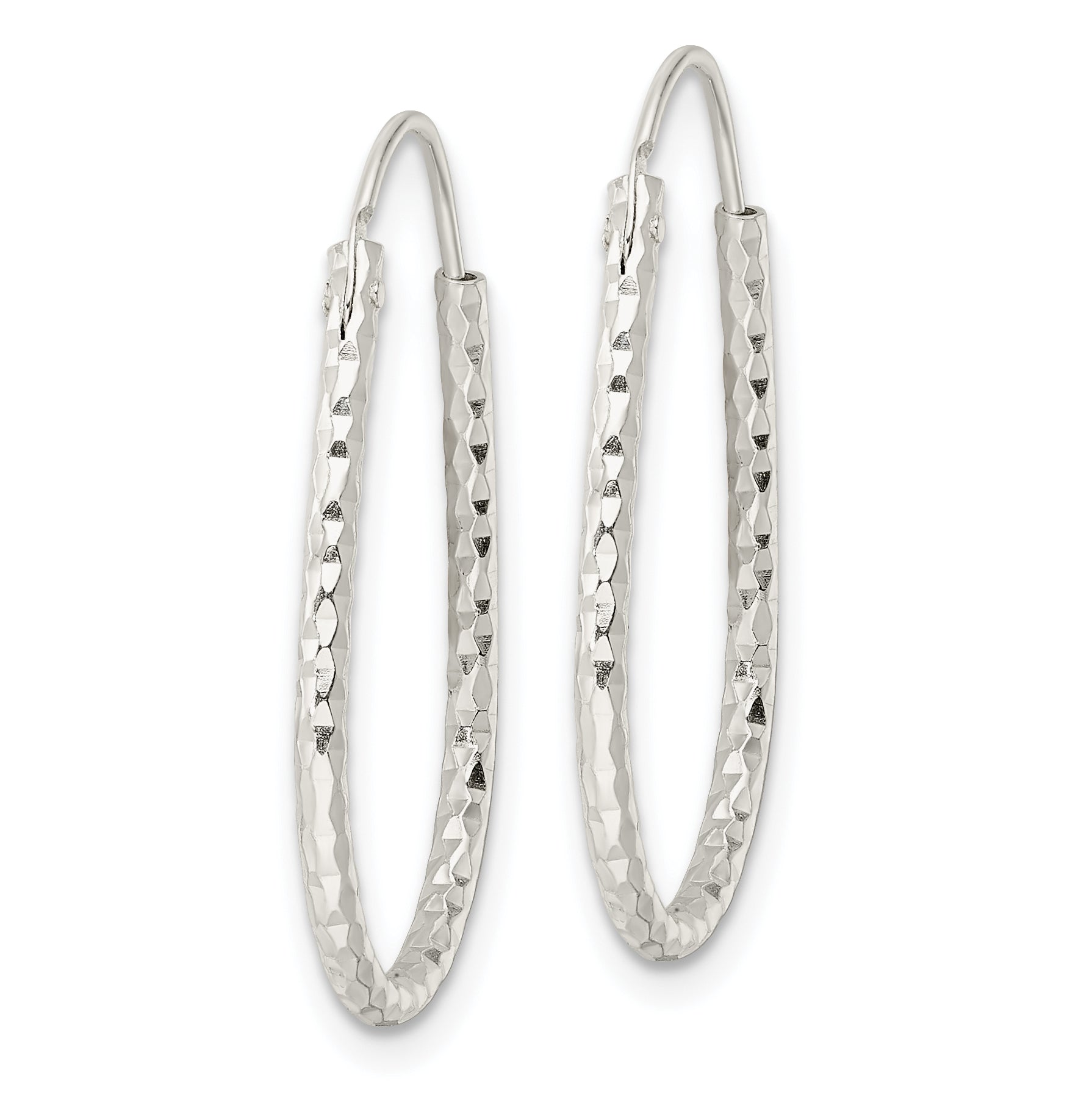 Sterling Silver Polished D/C Endless Hoop Earrings Secondary image
