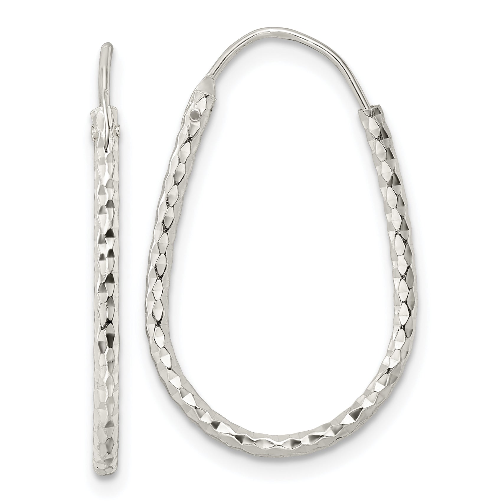 Sterling Silver Polished D/C Endless Hoop Earrings