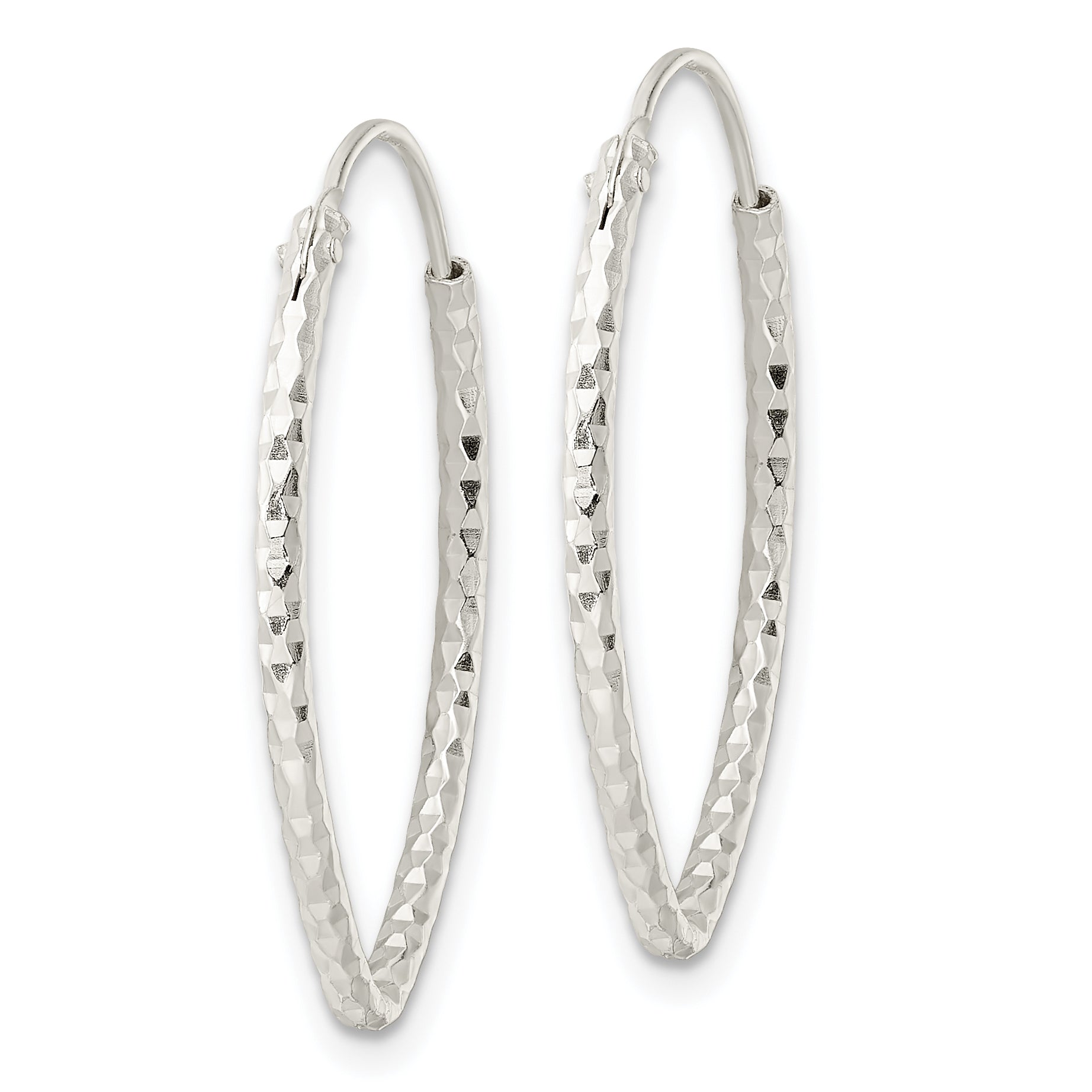 Sterling Silver Polished D/C Endless Hoop Earrings Secondary image