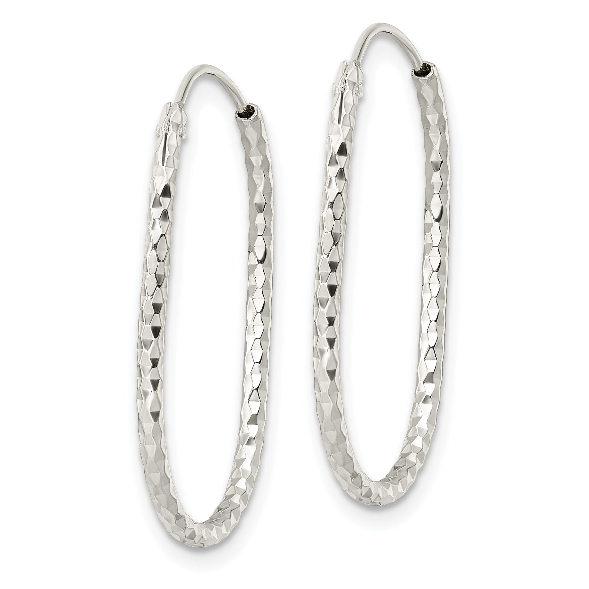 Sterling Silver Polished & D/C Oblong Endless Hoop Earrings Secondary image