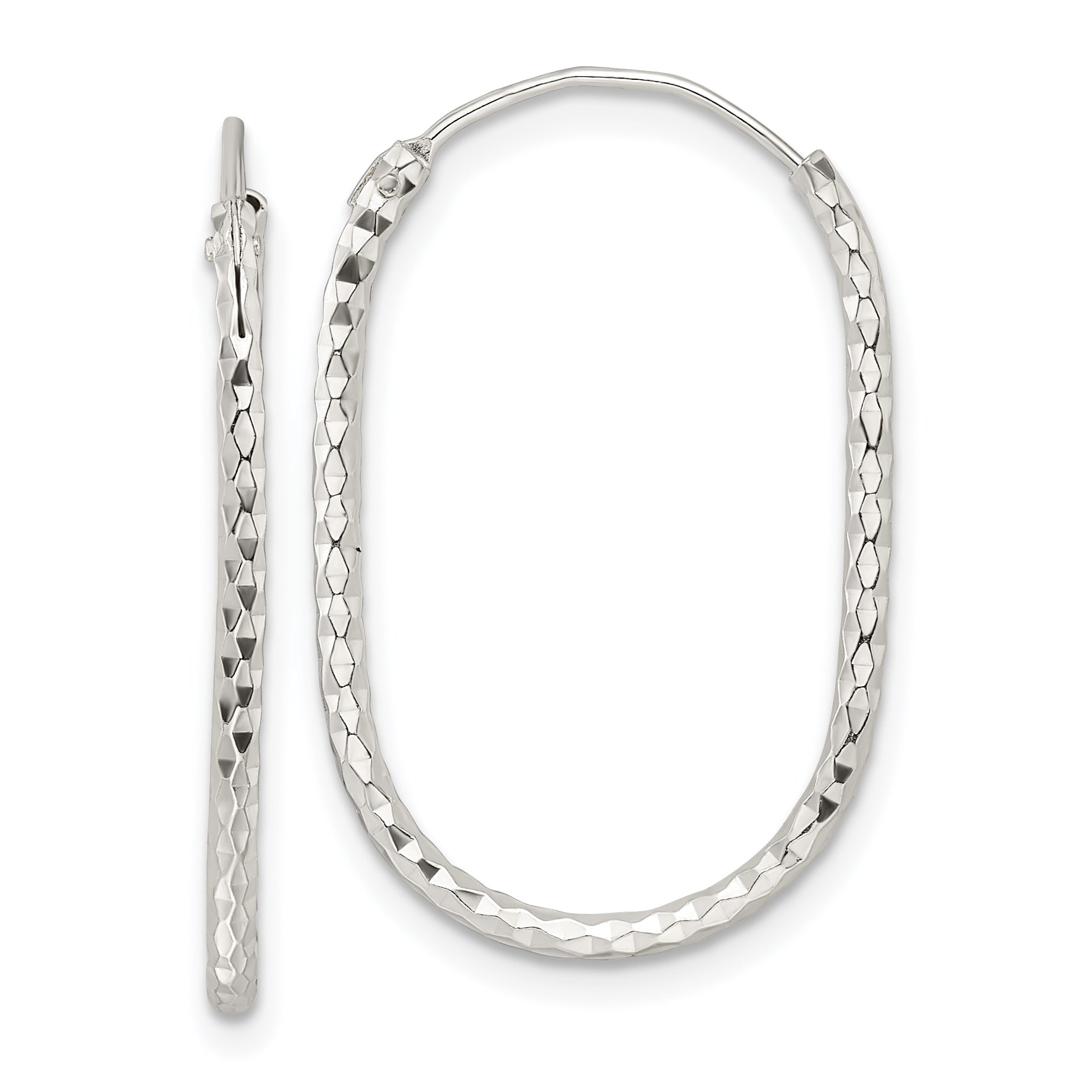 Sterling Silver Polished & D/C Oblong Endless Hoop Earrings Main image