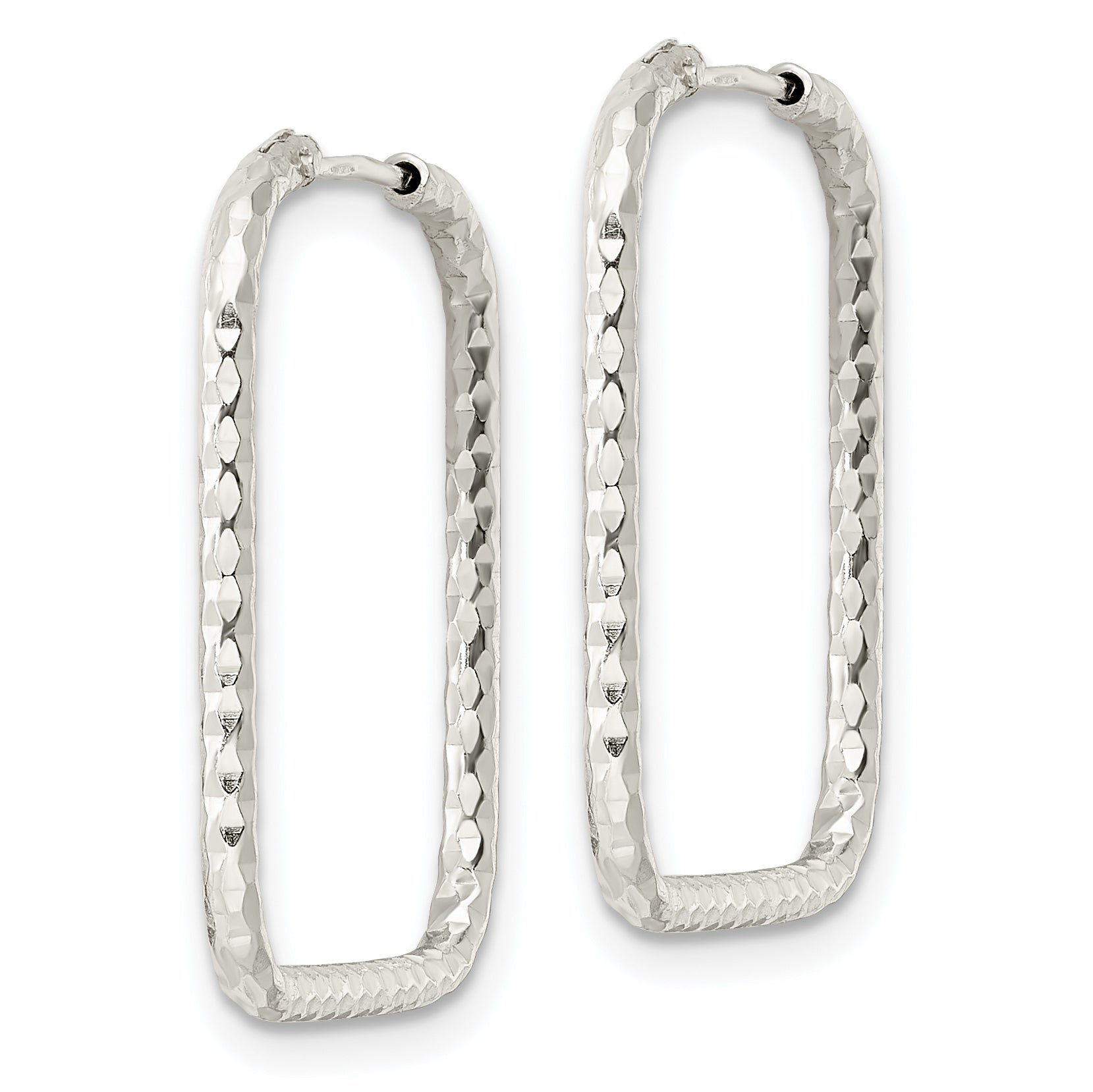 Sterling Silver Polished D/C Square Endless Hoop Earrings Secondary image