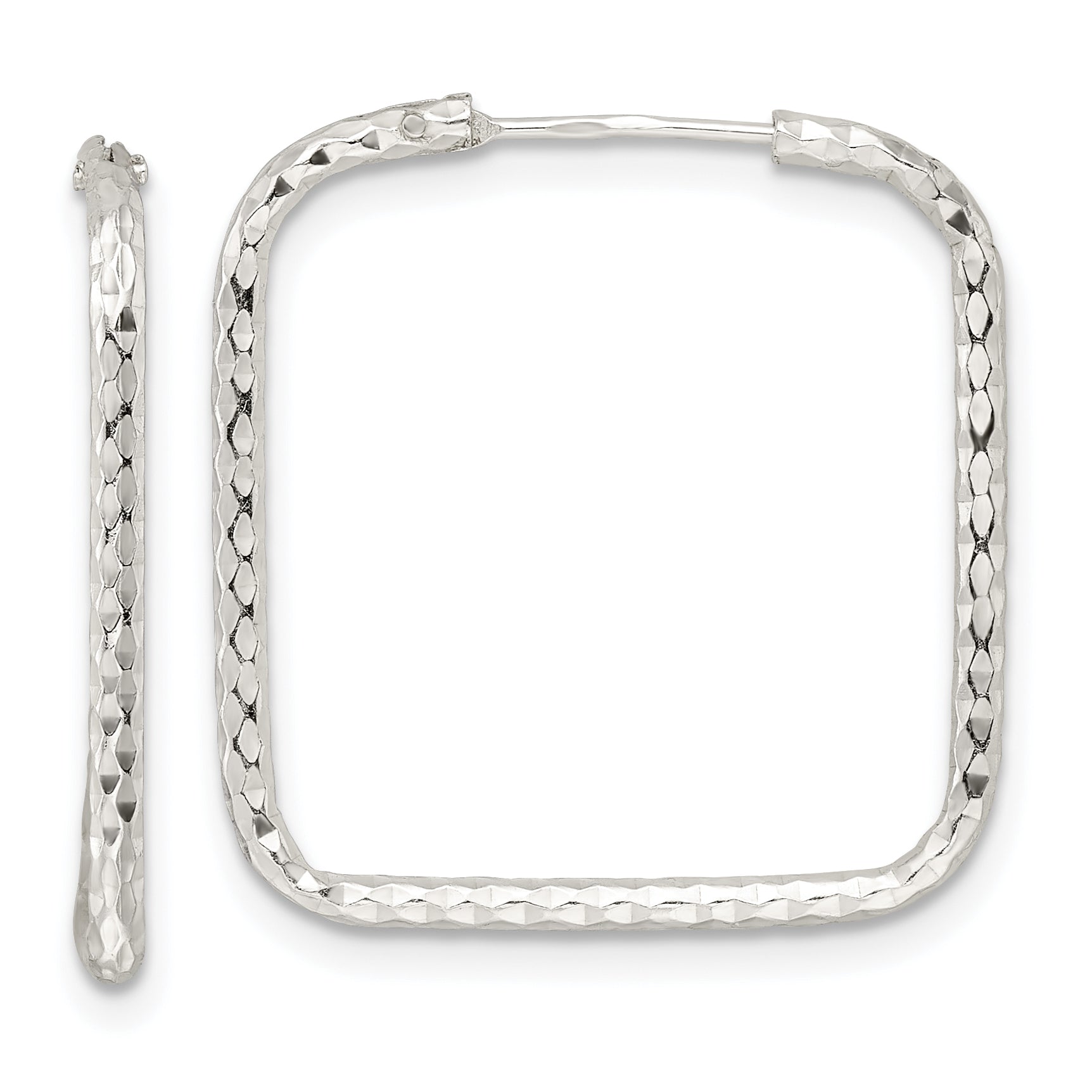 Sterling Silver Polished D/C Square Endless Hoop Earrings Main image