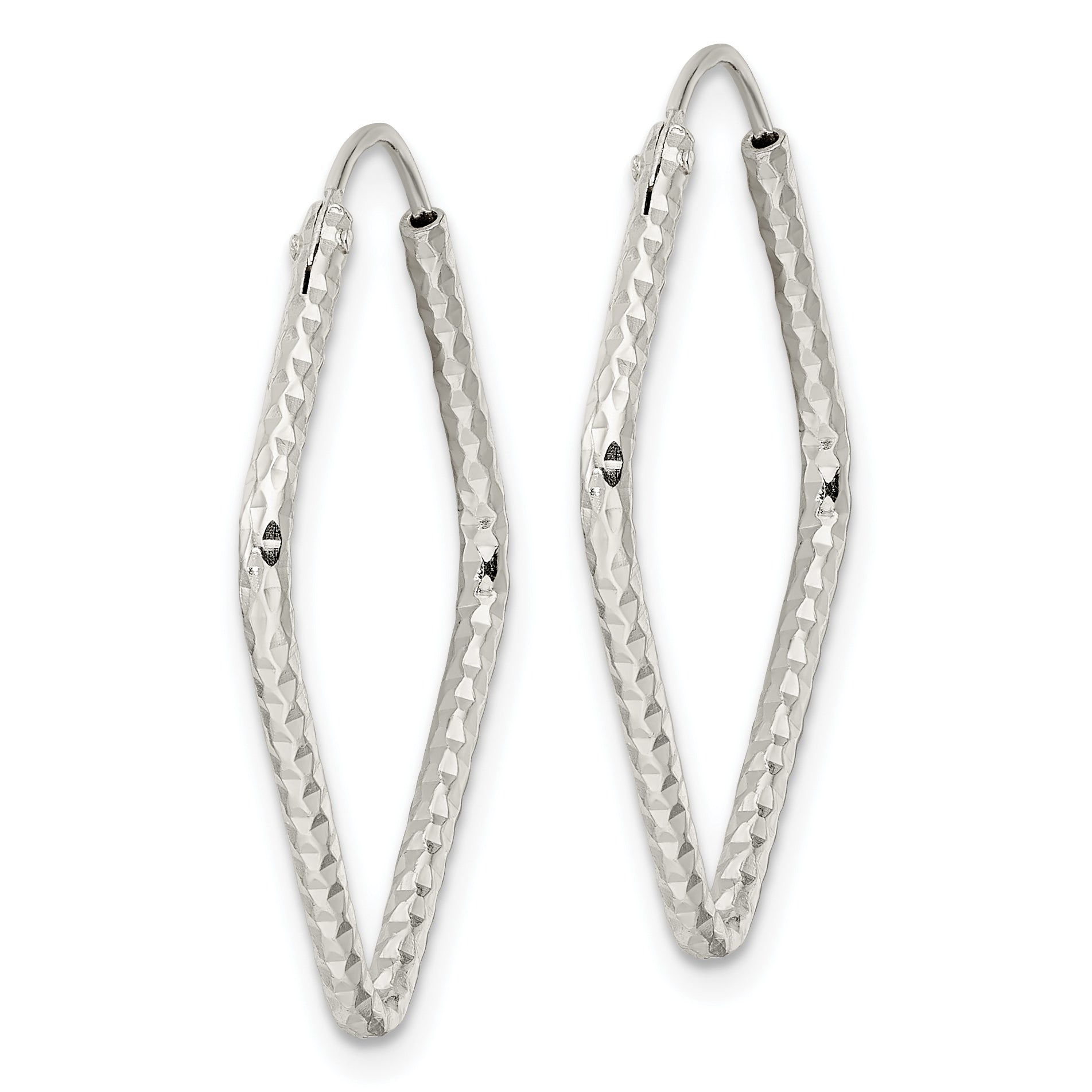 Sterling Silver Polished D/C Endless Hoop Earrings Secondary image