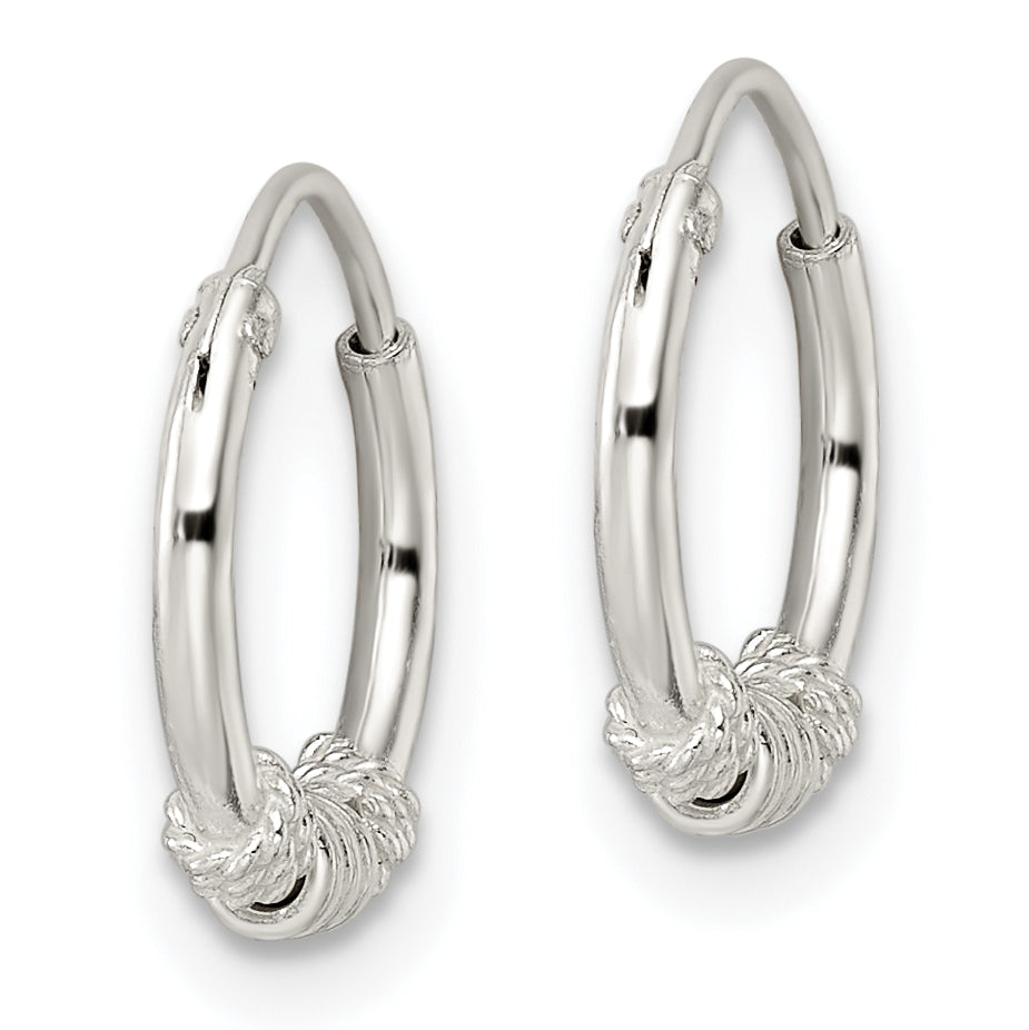 Sterling Silver Polished Beaded Circle Endless Hoop Earrings Secondary image