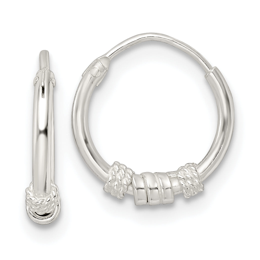 Sterling Silver Polished Beaded Circle Endless Hoop Earrings Main image