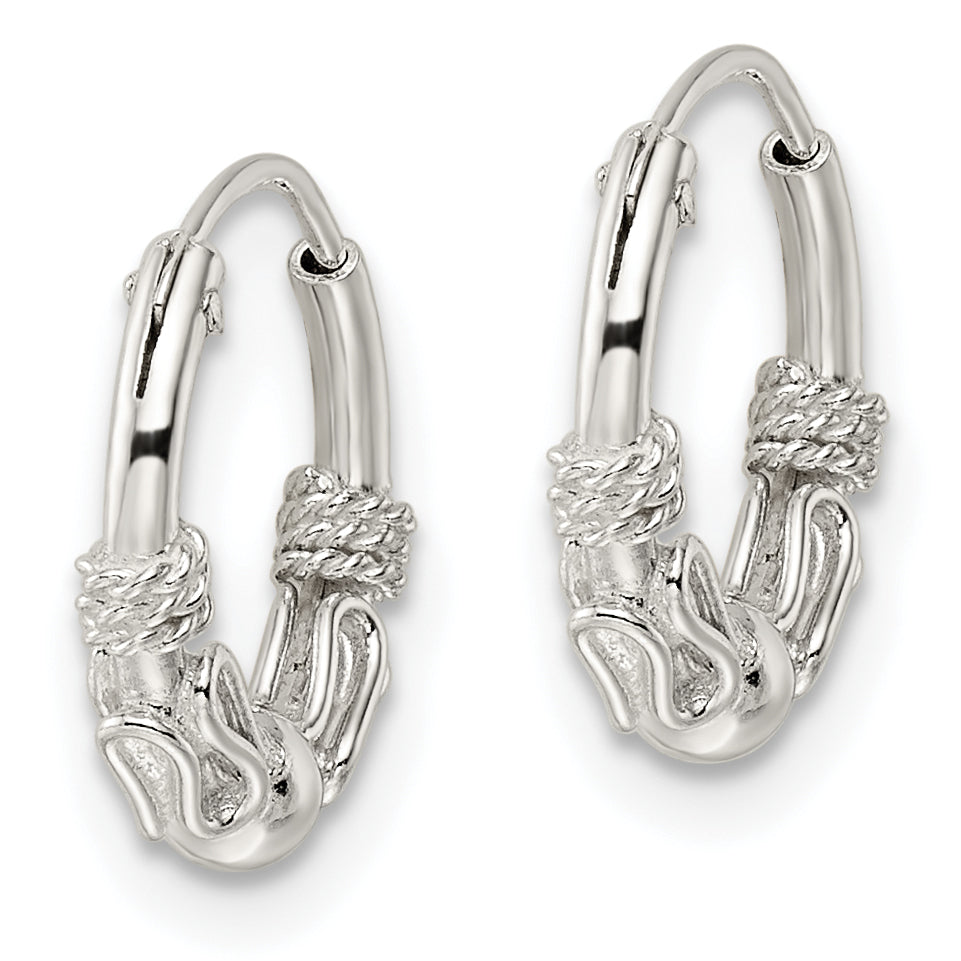 Sterling Silver Polished Beaded Circle Endless Hoop Earrings Secondary image