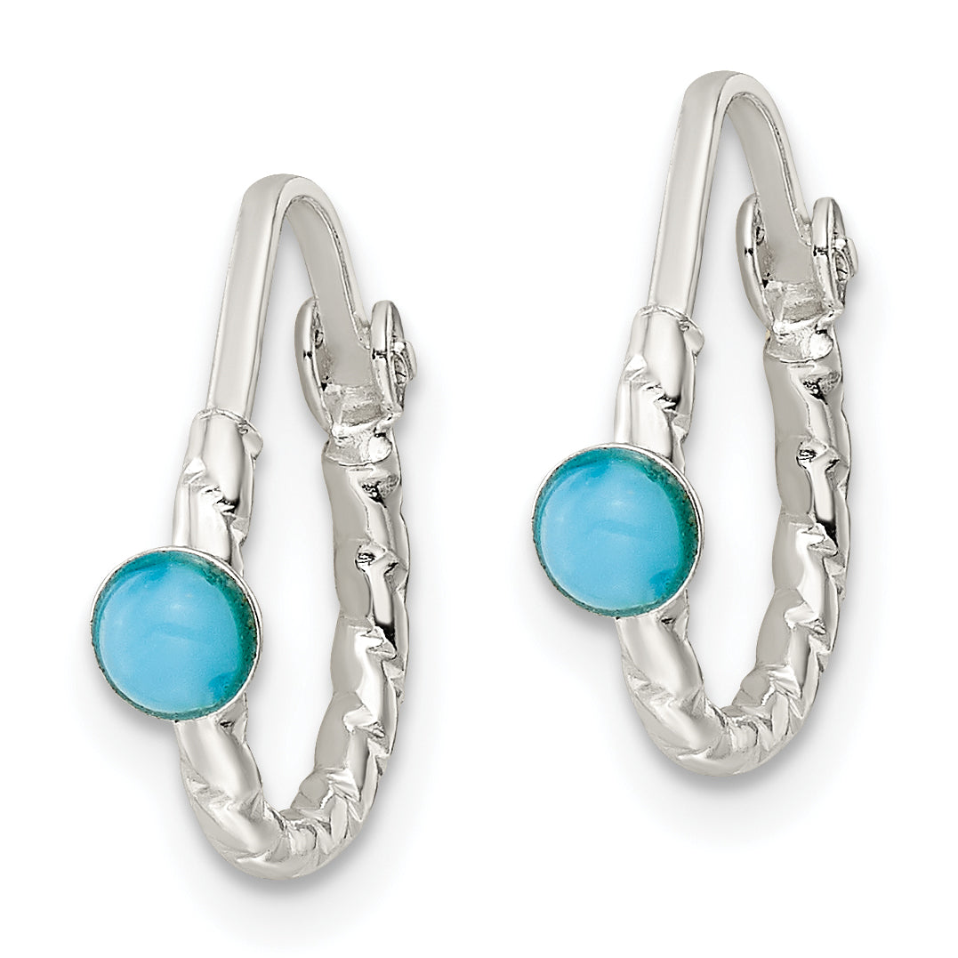 Sterling Silver Polished Turquoise Endless Hoop Earrings Secondary image