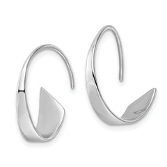Sterling Silver Rhodium-plated Polished Flat Bar Hoop Threader Earrings