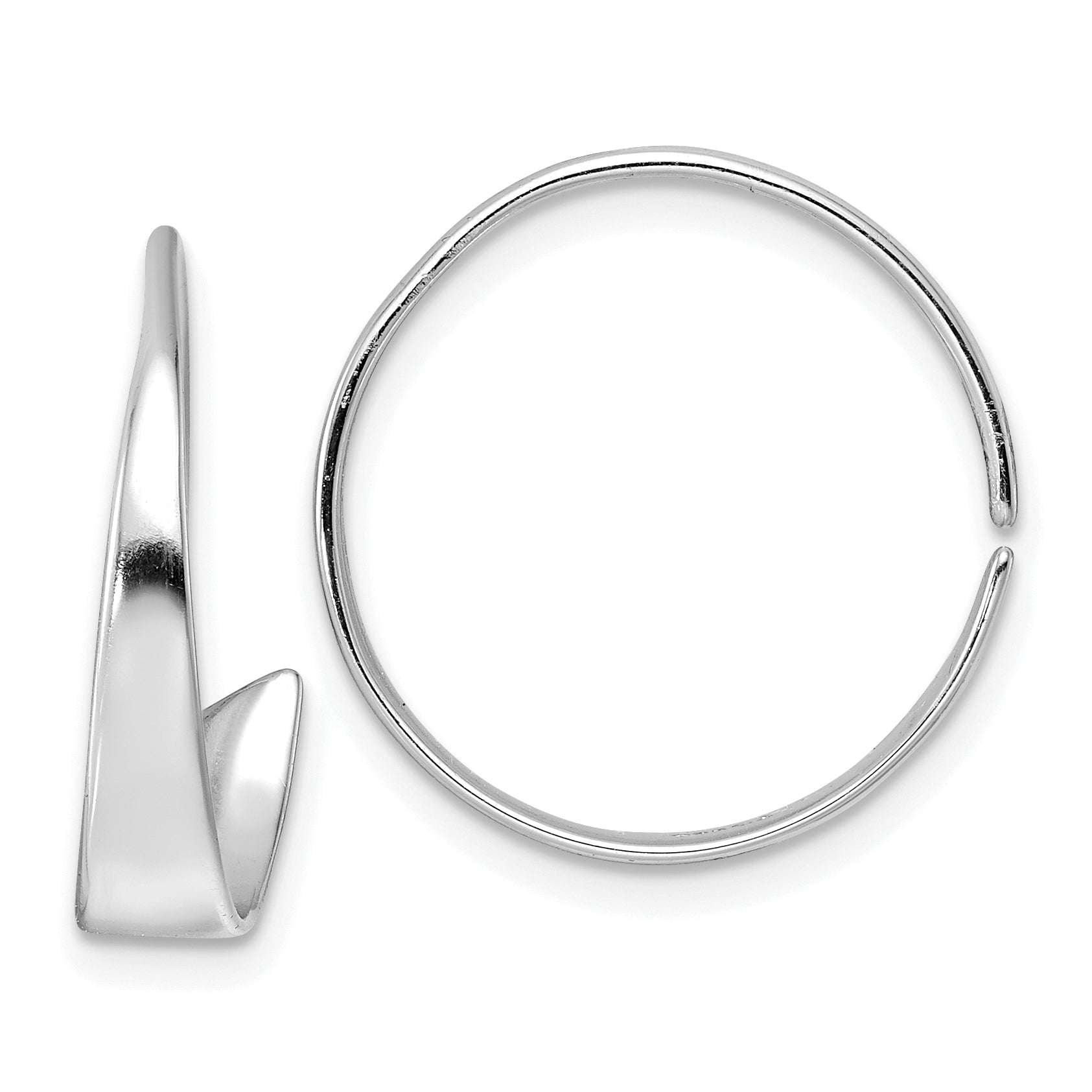 Sterling Silver Rhodium-plated Polished Flat Bar Hoop Threader Earrings Main image