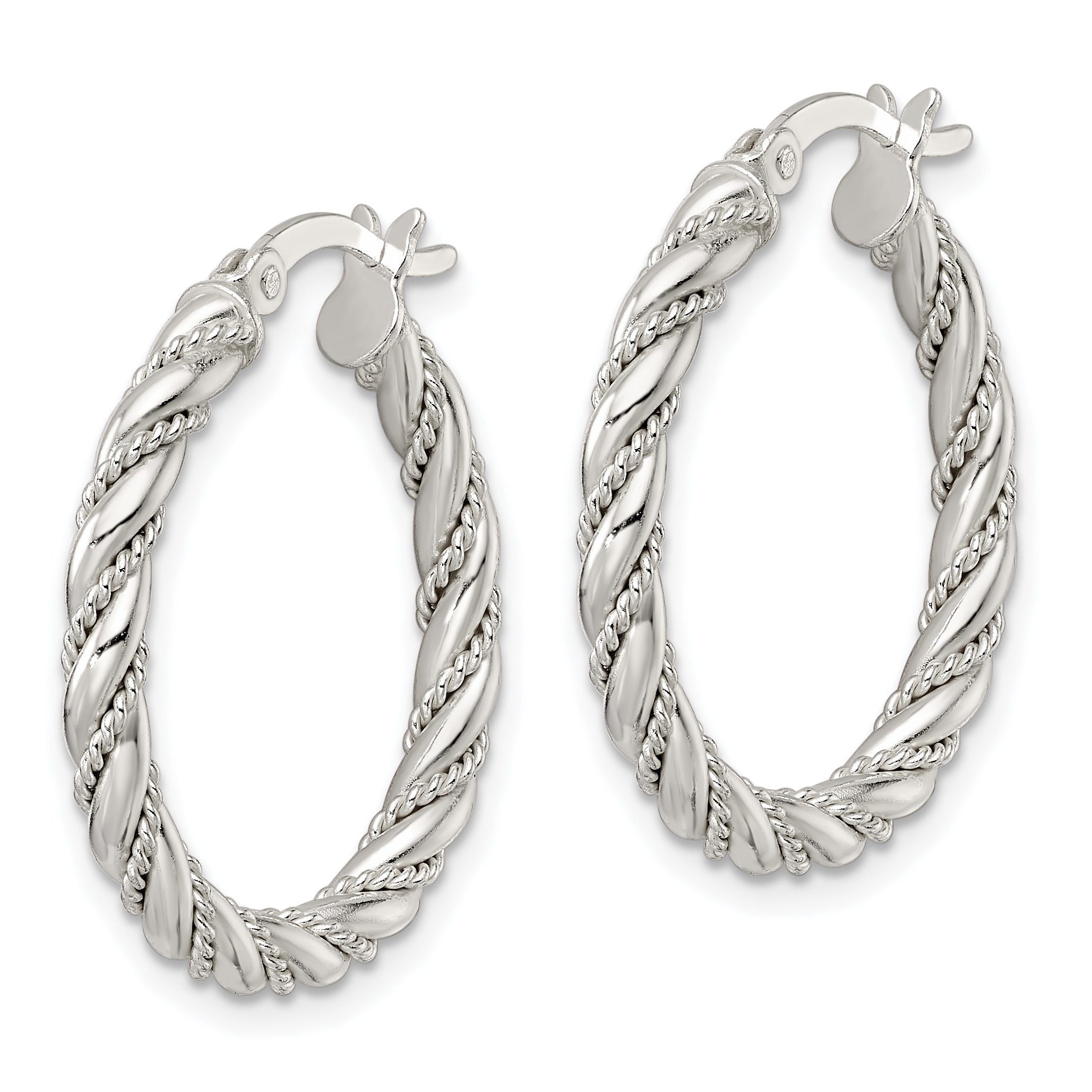 Sterling Silver Polished Twisted Rope Hoop Earrings Secondary image