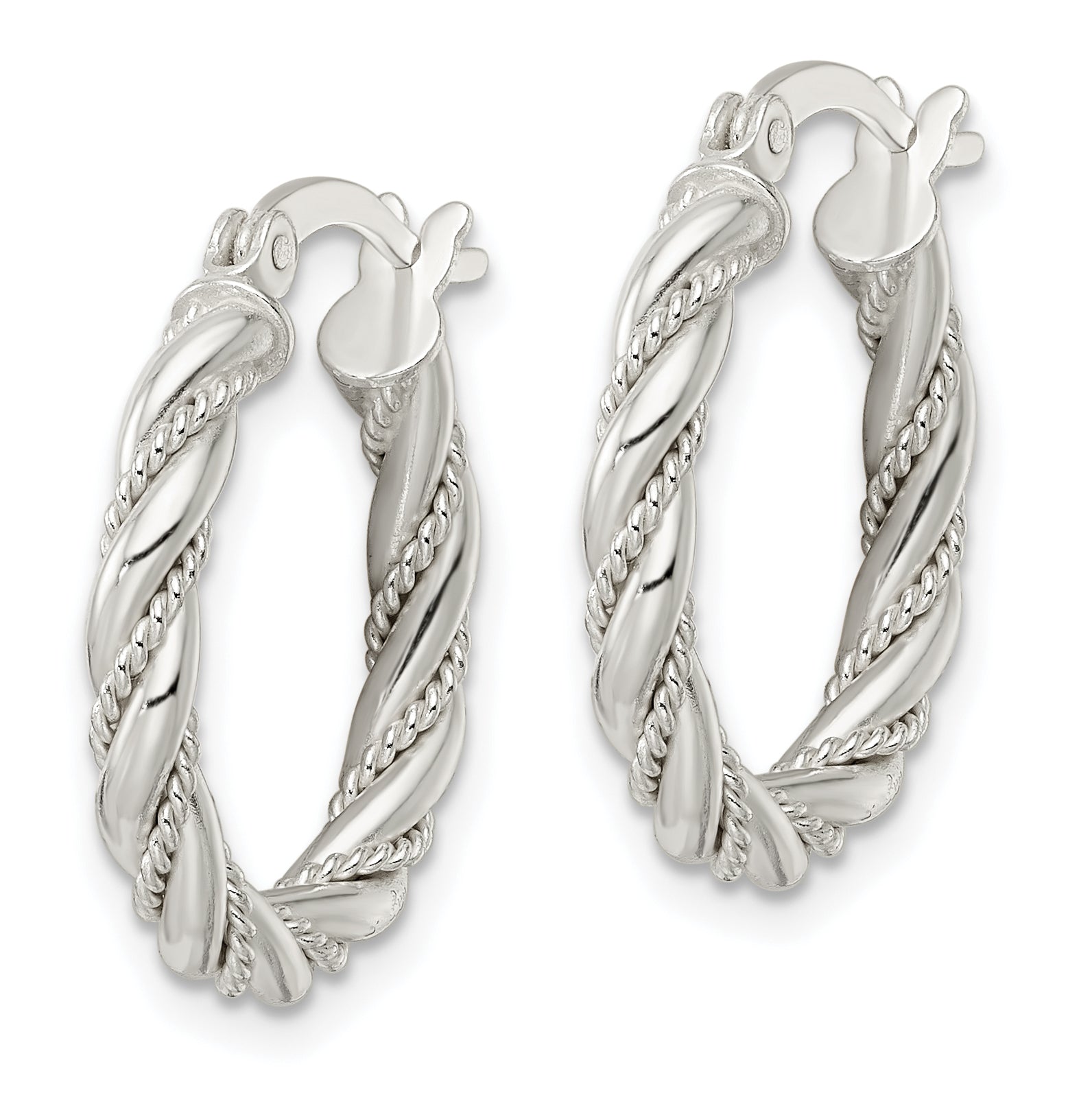 Sterling Silver Polished Twisted Rope Hoop Earrings Secondary image