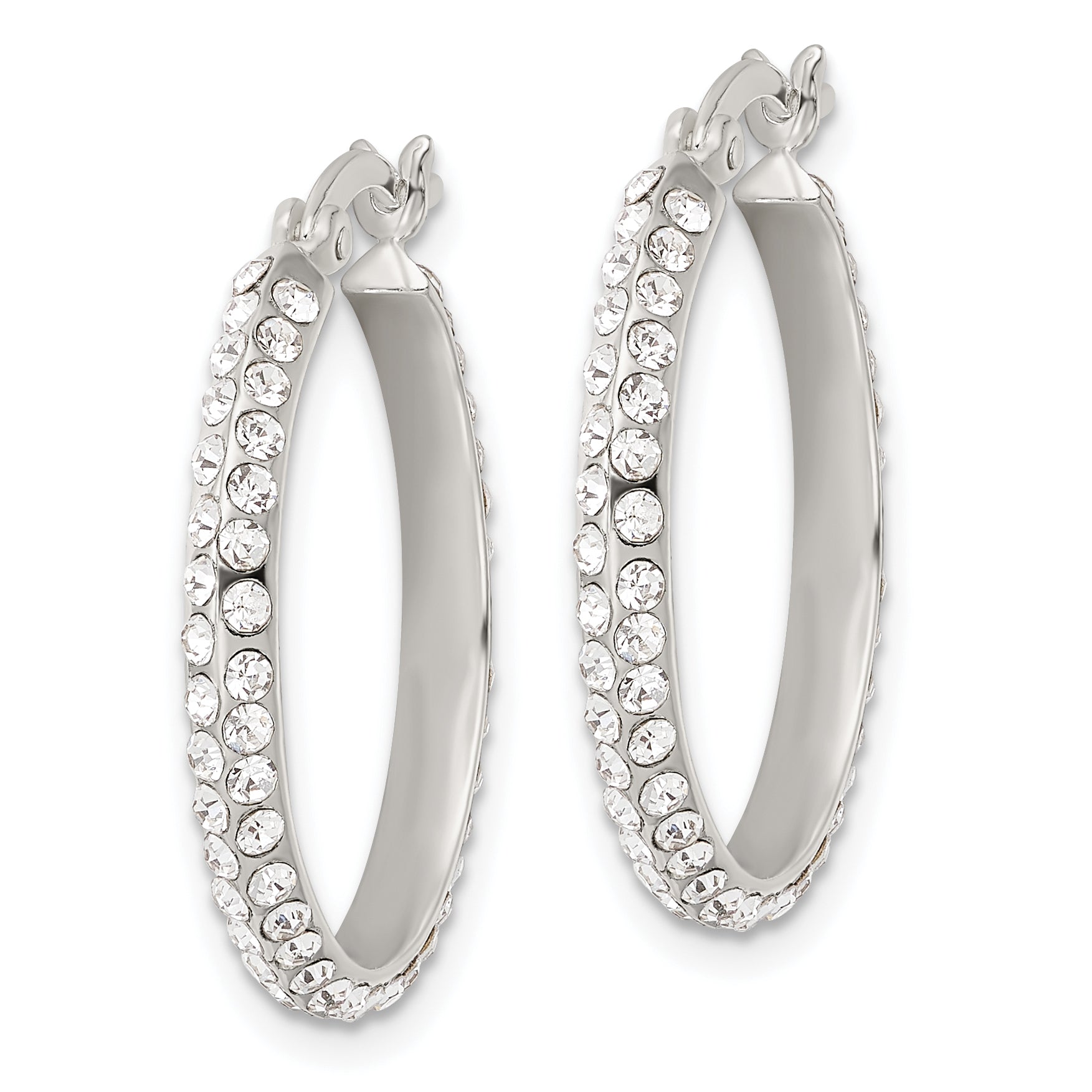 Sterling Silver CZ Round Hoop Earrings Secondary image