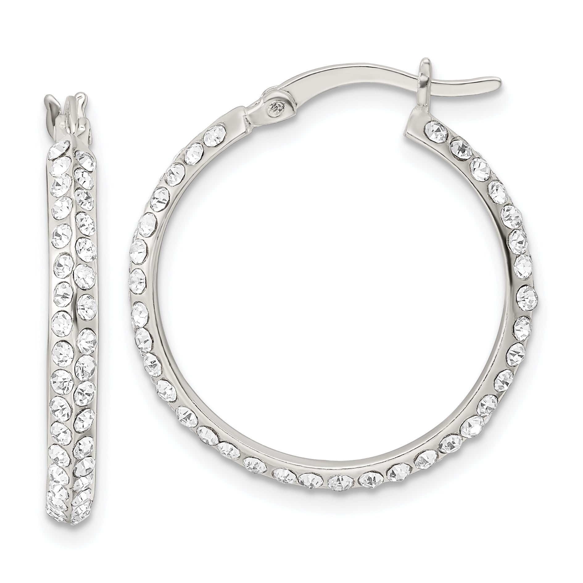 Sterling Silver CZ Round Hoop Earrings Main image