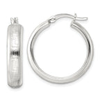 Sterling Silver Polished Greek Key Circle Hoop Earrings
