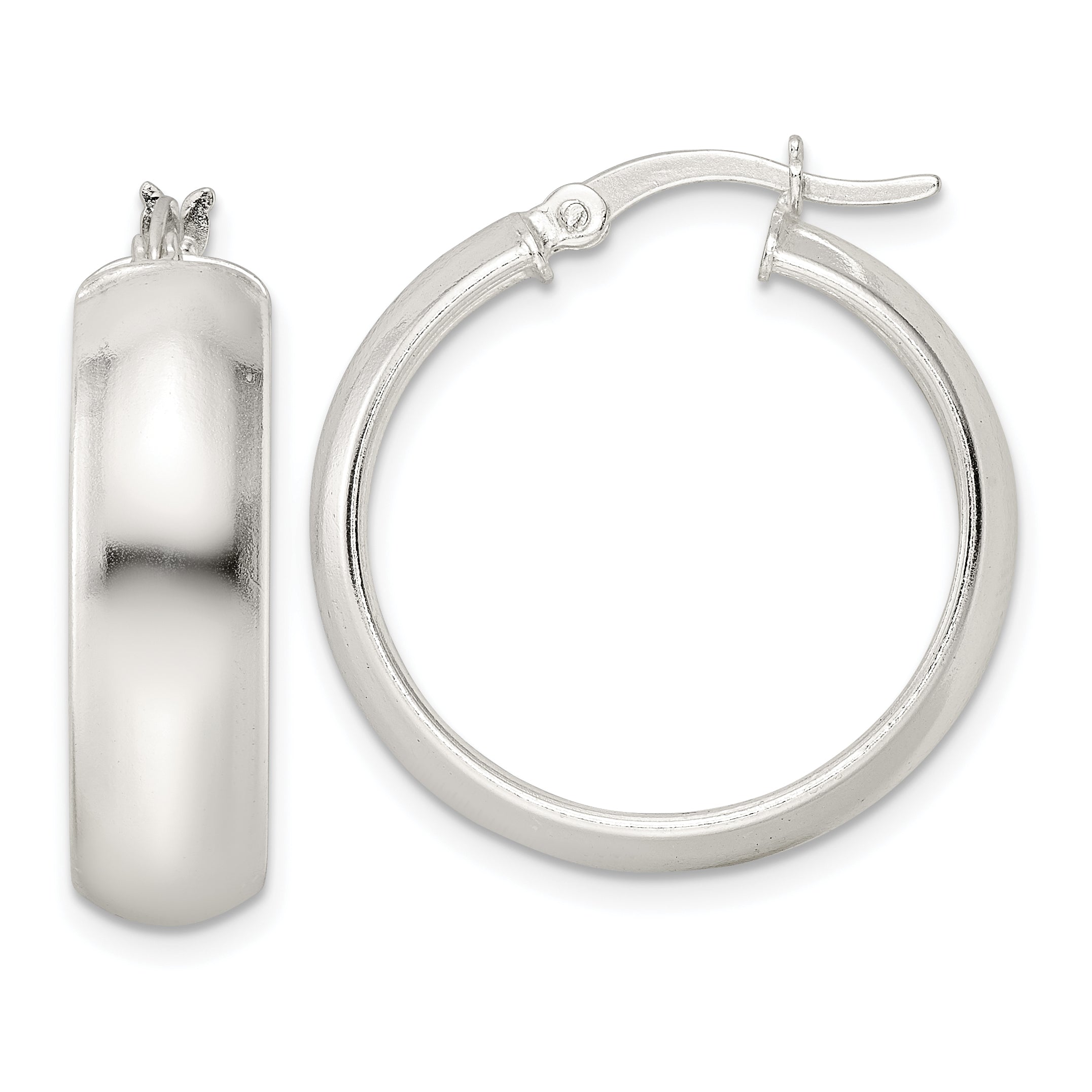 Sterling Silver Polished 7x25mm Hoop Earrings Main image