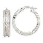 Sterling Silver Polished and Textured Circle Hoop Earrings
