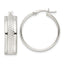 Sterling Silver Polished Textured 7.5x25mm Hoop Earrings