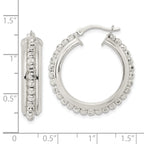 Sterling Silver Polished and DIamond-cut Beaded Hoop Earrings