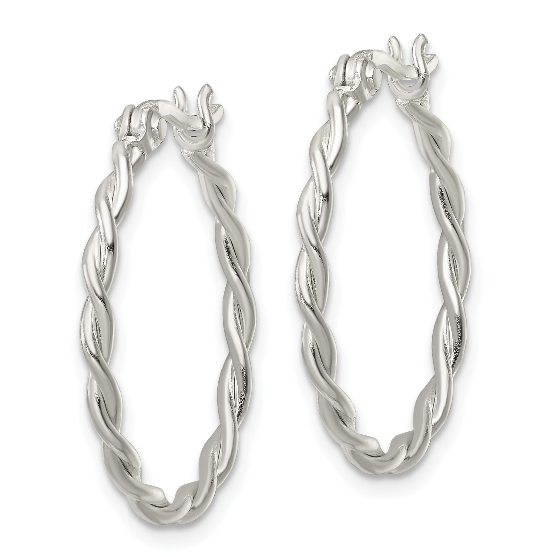 Sterling Silver Polished Twisted Hoop Earrings Secondary image