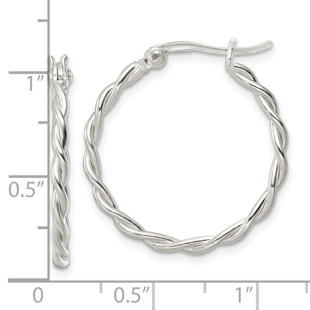 Sterling Silver Polished Twisted Hoop Earrings