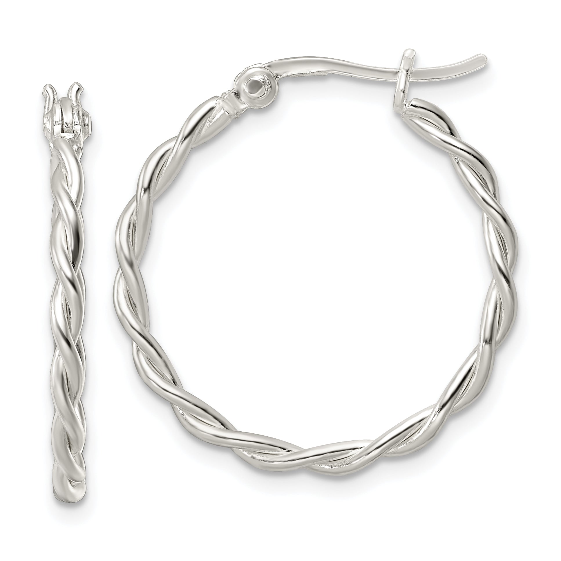 Sterling Silver Polished Twisted Hoop Earrings Main image