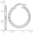 Sterling Silver Polished and Textured Twisted Hoop Earrings