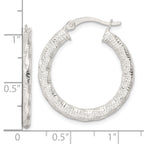 Sterling Silver Polished and Textured Twisted Hoop Earrings