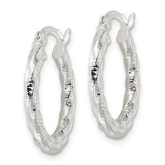 Sterling Silver Polished and Textured Twisted Hoop Earrings