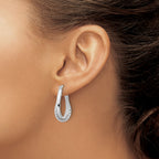 Sterling Silver Rhodium-plated Polished Double Oval Hoop Earrings