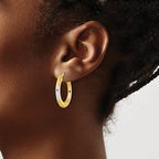 Sterling Silver and Gold-tone Brushed Flat Circle Hoop Earrings