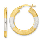 Sterling Silver and Gold-tone Brushed Flat Circle Hoop Earrings