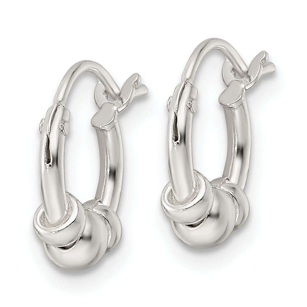 Sterling Silver Polished Beaded Circle Hoop Earrings Secondary image
