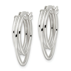 Sterling Silver Polished Triple Oval Hoop Earrings