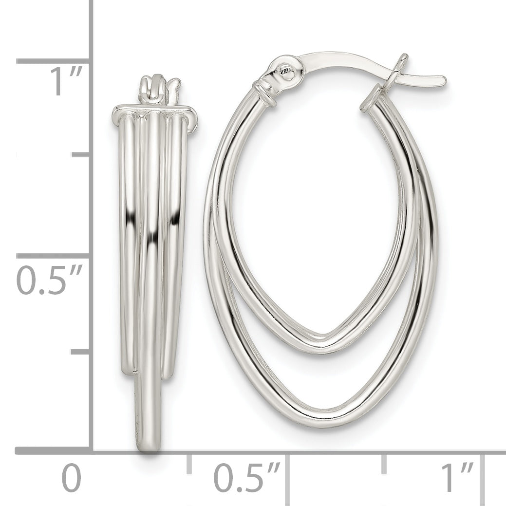 Sterling Silver Polished Triple Oval Hoop Earrings
