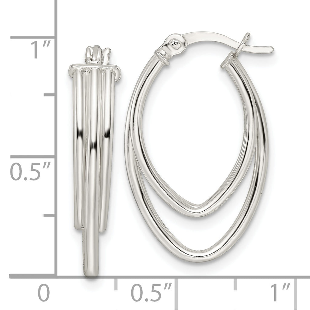 Sterling Silver Polished Triple Oval Hoop Earrings