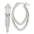 Sterling Silver Polished Triple Oval Hoop Earrings