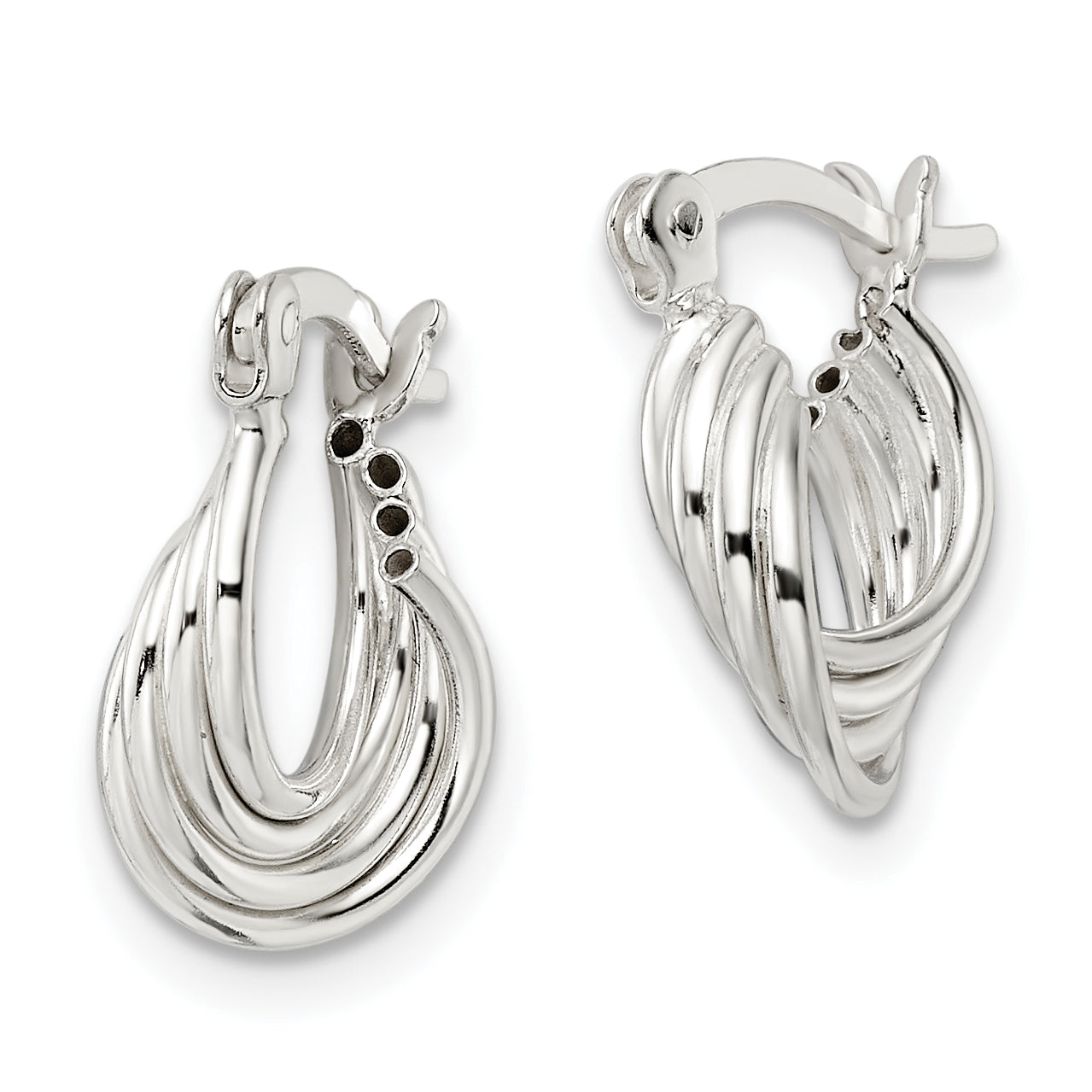 Sterling Silver Polished Triple Circle Hoop Earrings Secondary image