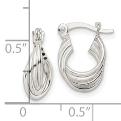 Sterling Silver Polished Triple Circle Hoop Earrings